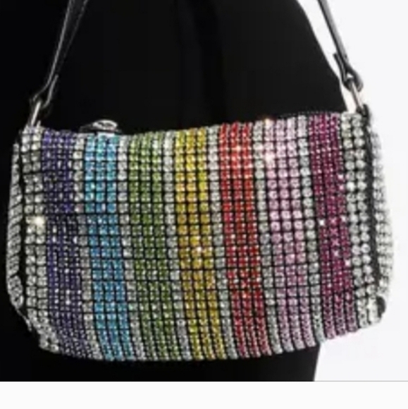 Kurt Geiger Rare Limited Edition Rainbow Crystal Shoulder Bag With Dustcover - Picture 10 of 15